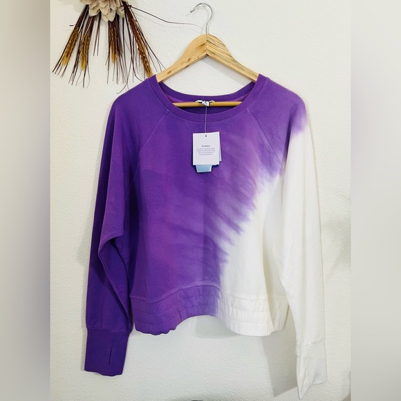 Joy Lab Top French Terry Tie Dye Cropped Sweatshirt White Purple Size XL - Picture 2 of 8